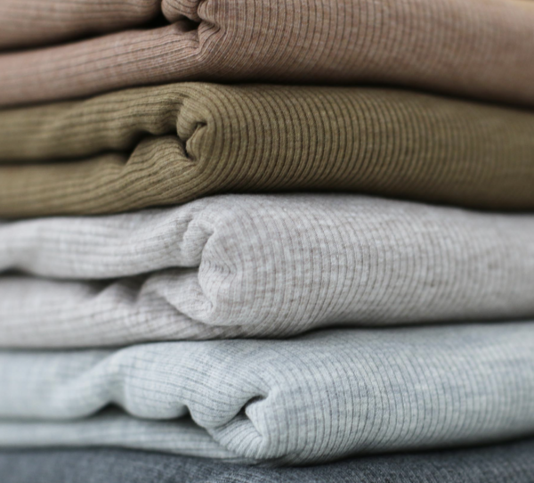 Ribstrick-Jersey Beige Melange – Bild 7