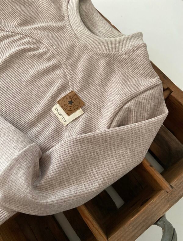 Ribstrick-Jersey Beige Melange – Bild 8