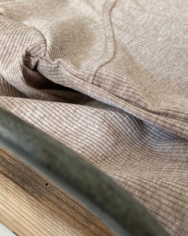 Ribstrick-Jersey Beige Melange – Bild 5