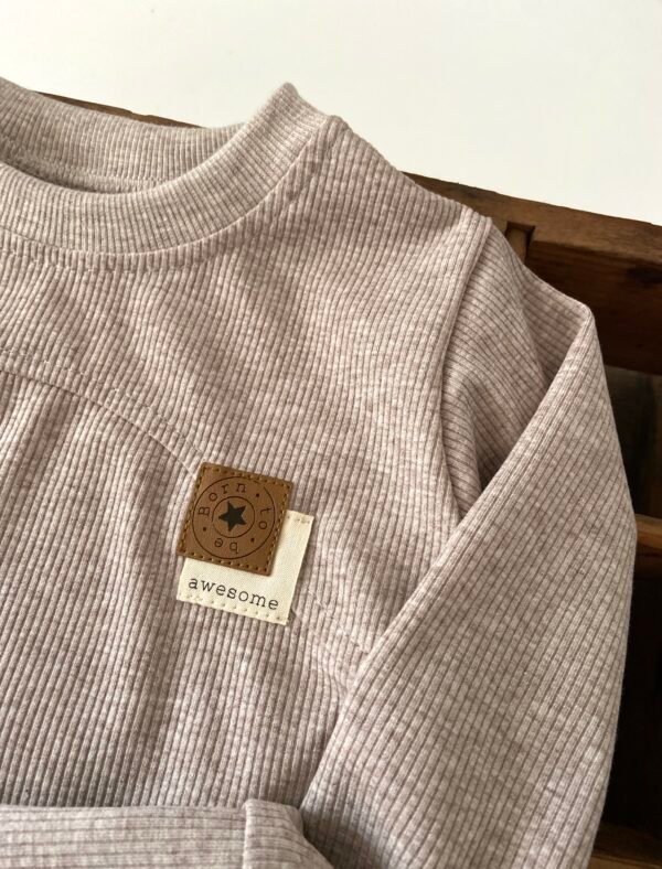 Ribstrick-Jersey Beige Melange – Bild 2