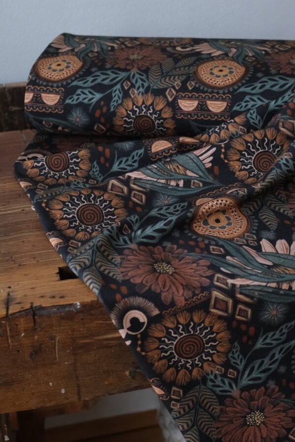 French Terry BOHO DARK FLOWERS – Bild 4