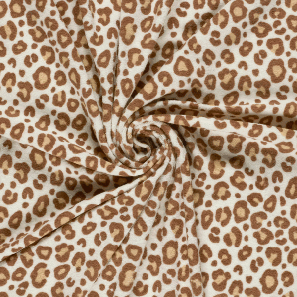 Frottee-Jersey Leo warmbraun/creme – Bild 2