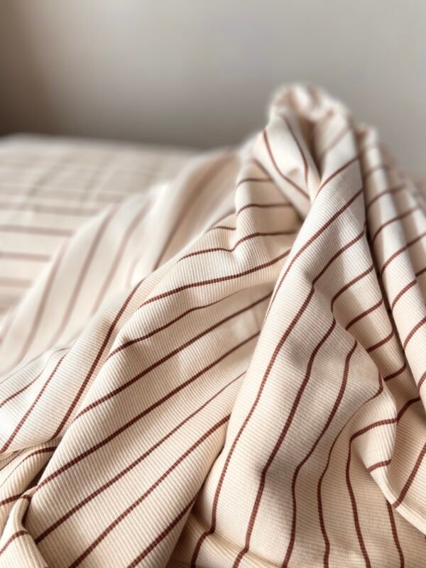 Rib Jersey Warm White & Choco Stripes – Bild 2