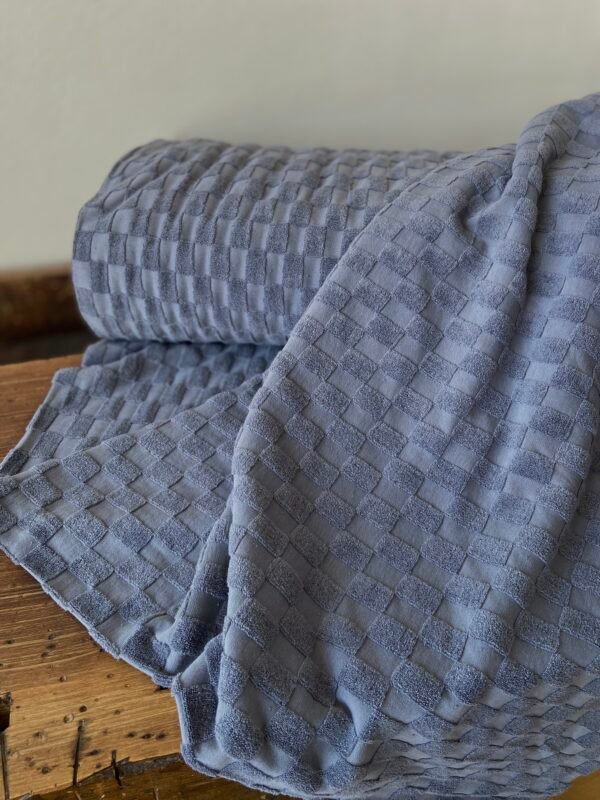 Frottee-Jersey Grid Rauchblau – Bild 5