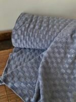 Frottee-Jersey Grid Rauchblau – Bild 4