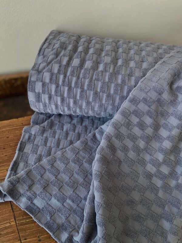 Frottee-Jersey Grid Rauchblau – Bild 4