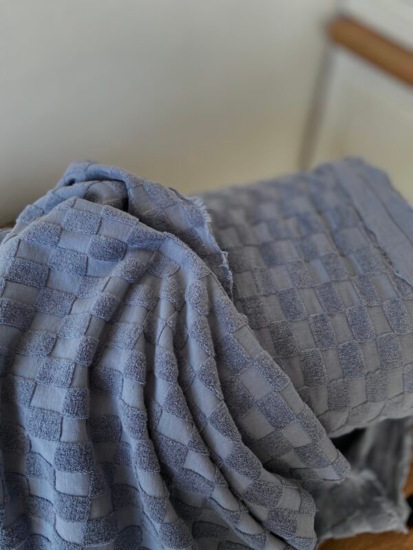 Frottee-Jersey Grid Rauchblau – Bild 6