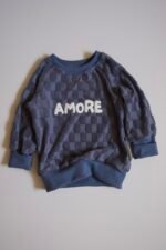 Frottee-Jersey Grid Rauchblau – Bild 3