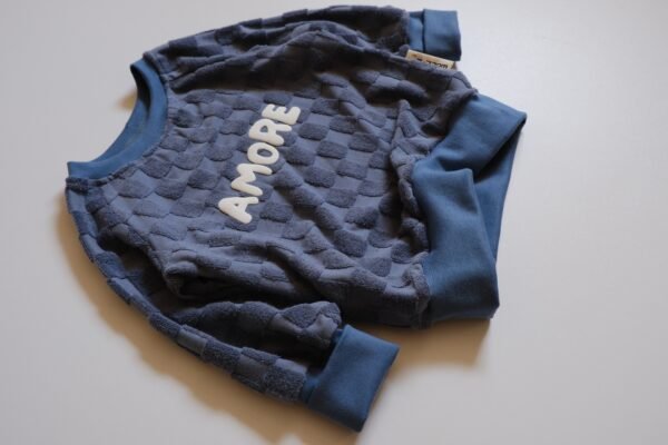 Frottee-Jersey Grid Rauchblau – Bild 2