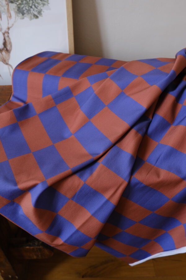 Bio French-Terry BLUE CHOCO GRID – Bild 2