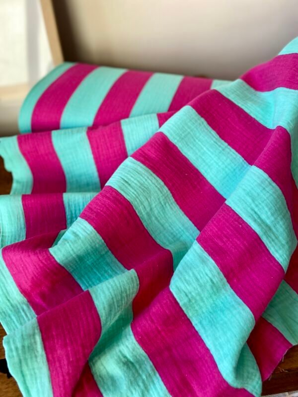 Musselin Candy Stripes Lagoon – Bild 3